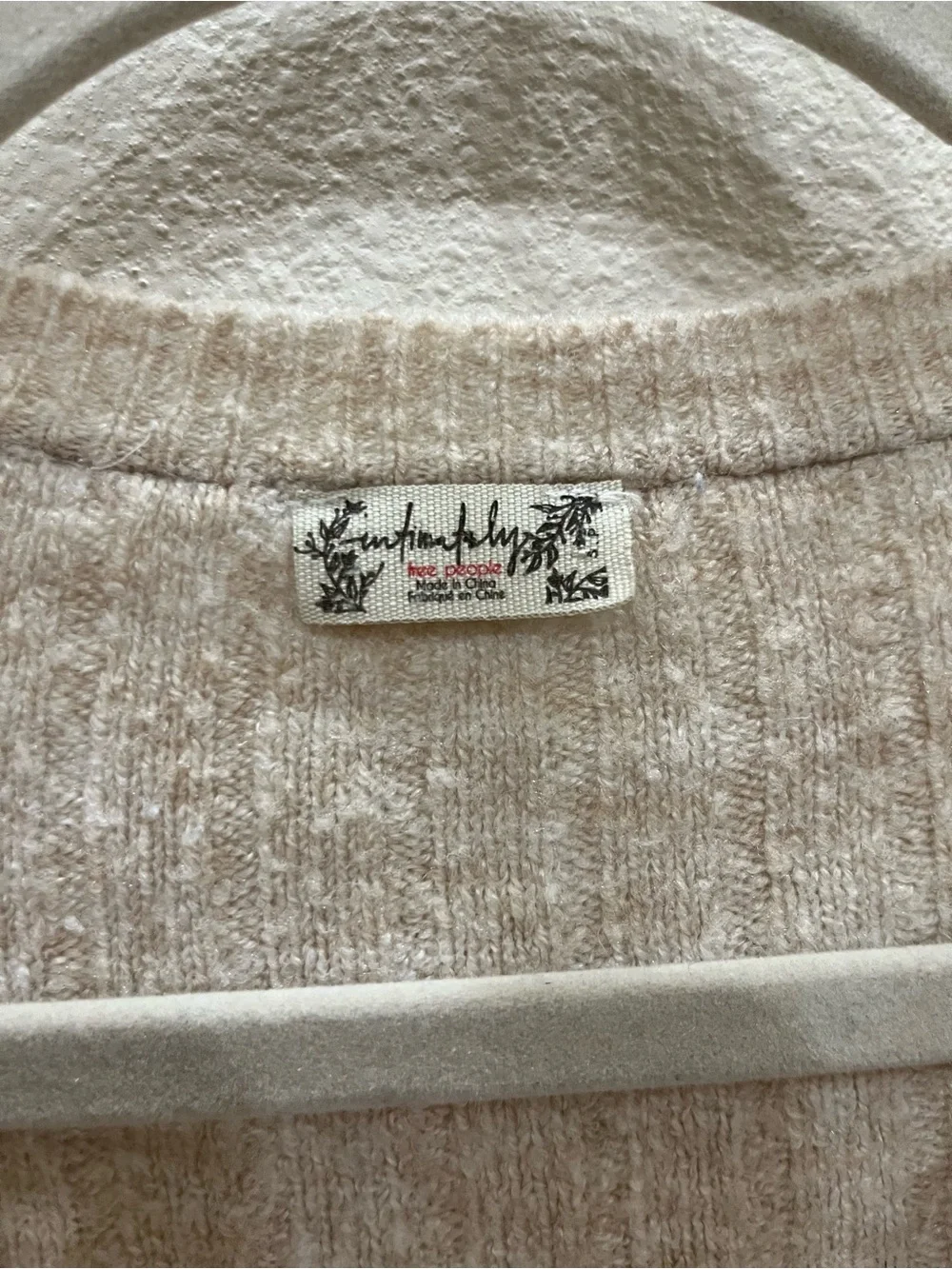 Free People Oatmeal Ribbed Henley Tunic with Button Accents